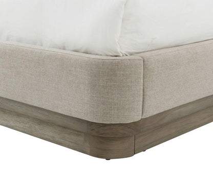 Alder & Tweed - Emery  Wood Upholstered Tan Fabric Stone Finish Modern Elegance Queen Bed  - AT40290Q-TTN/DDS veiw 5