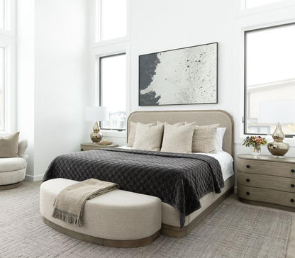 Alder & Tweed - Emery  Wood Upholstered Tan Fabric Stone Finish Modern Elegance Queen Bed  - AT40290Q-TTN/DDS veiw 6