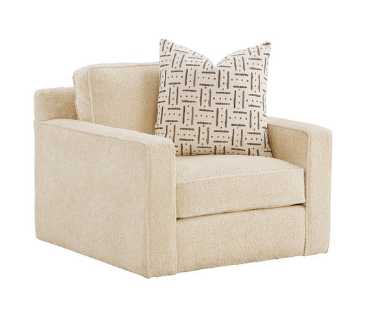 Alder & Tweed - Emmett Upholstered Plush Pearl Fabric, Elegant Comfort Design 47in Occassional  Accent Chair - AT9613-PHP veiw 1