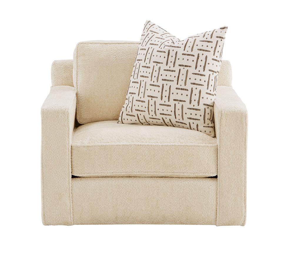 Alder & Tweed - Emmett Upholstered Plush Pearl Fabric, Elegant Comfort Design 47in Occassional  Accent Chair - AT9613-PHP veiw 2