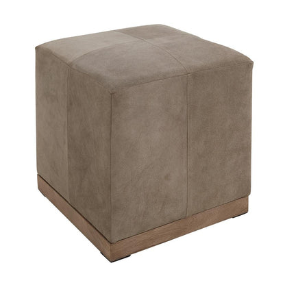 Alder & Tweed - Felix Top Grain Smoke Suede Brown Leather Small 19in Cube Ottoman - AT074-SMS veiw 1