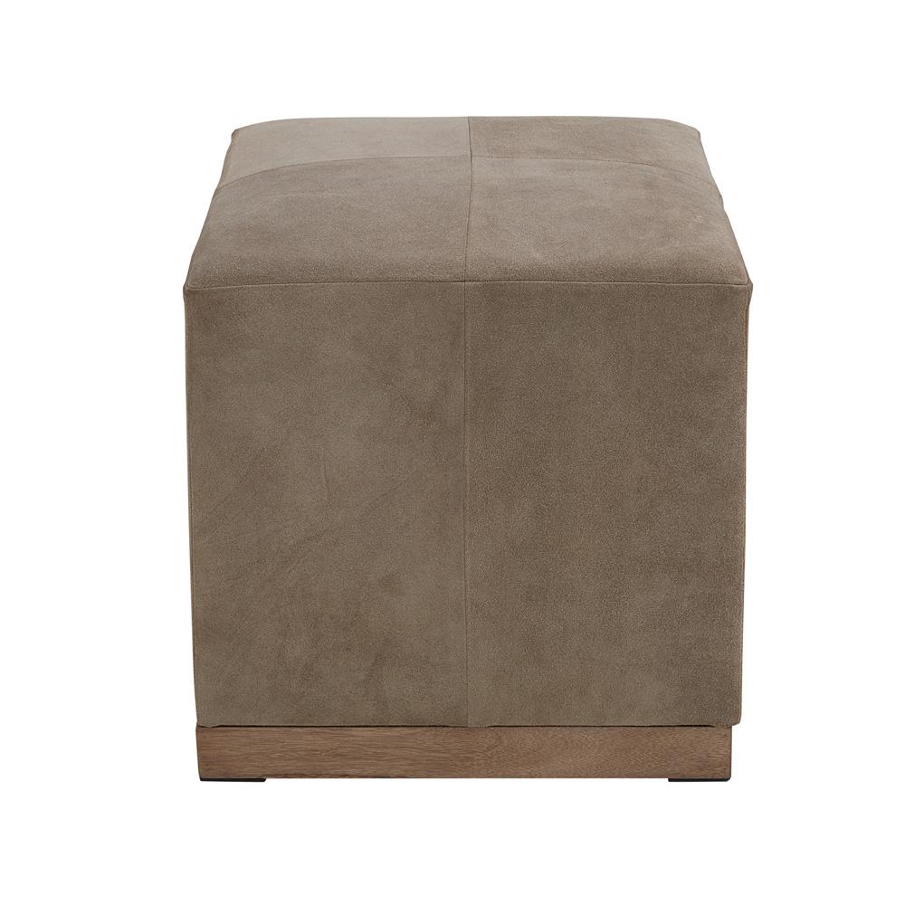 Alder & Tweed - Felix Top Grain Smoke Suede Brown Leather Small 19in Cube Ottoman - AT074-SMS veiw 2