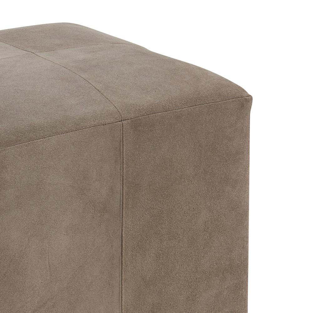 Alder & Tweed - Felix Top Grain Smoke Suede Brown Leather Small 19in Cube Ottoman - AT074-SMS veiw 4
