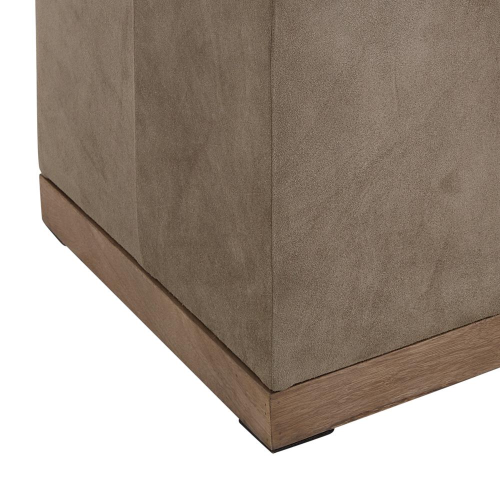 Alder & Tweed - Felix Top Grain Smoke Suede Brown Leather Small 19in Cube Ottoman - AT074-SMS veiw 5