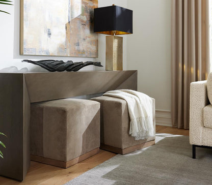 Alder & Tweed - Felix Top Grain Smoke Suede Brown Leather Small 19in Cube Ottoman - AT074-SMS veiw 6