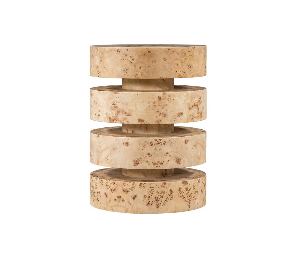 Alder & Tweed - Foster Solid Wood with Poplar Veneer 4 Circular Design Toasted Burl Brown 17.5in Side Table - AT9273-TSB veiw 1