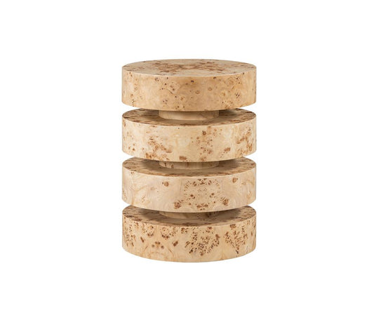 Alder & Tweed - Foster Solid Wood with Poplar Veneer 4 Circular Design Toasted Burl Brown 17.5in Side Table - AT9273-TSB veiw 2