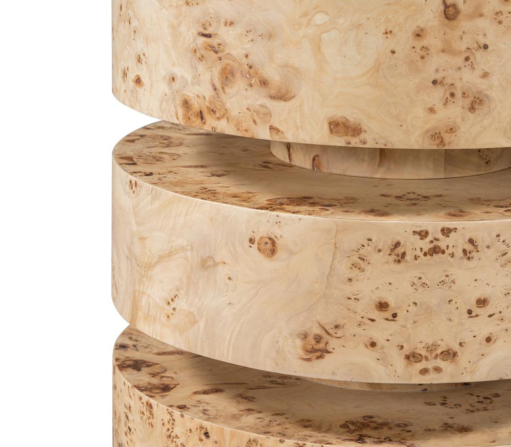Alder & Tweed - Foster Solid Wood with Poplar Veneer 4 Circular Design Toasted Burl Brown 17.5in Side Table - AT9273-TSB veiw 4