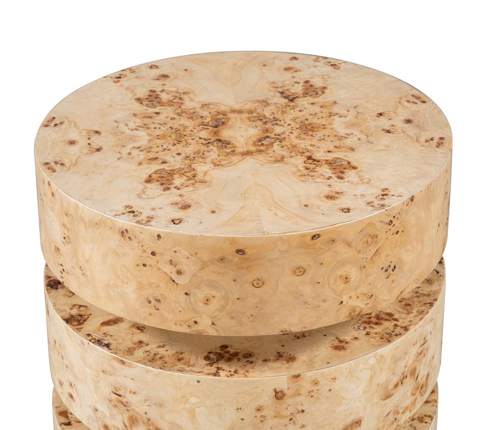 Alder & Tweed - Foster Solid Wood with Poplar Veneer 4 Circular Design Toasted Burl Brown 17.5in Side Table - AT9273-TSB veiw 5