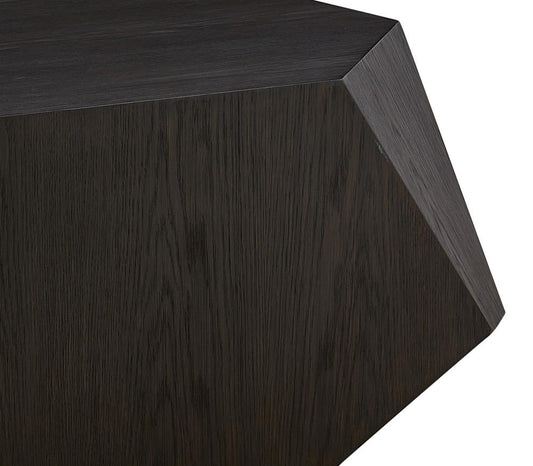 Alder & Tweed - Haden Solid Wood with Oak Veneer Dark Cinder Geometric Modern Design 39.5in Coffee Table - AT9369-DKC veiw 2