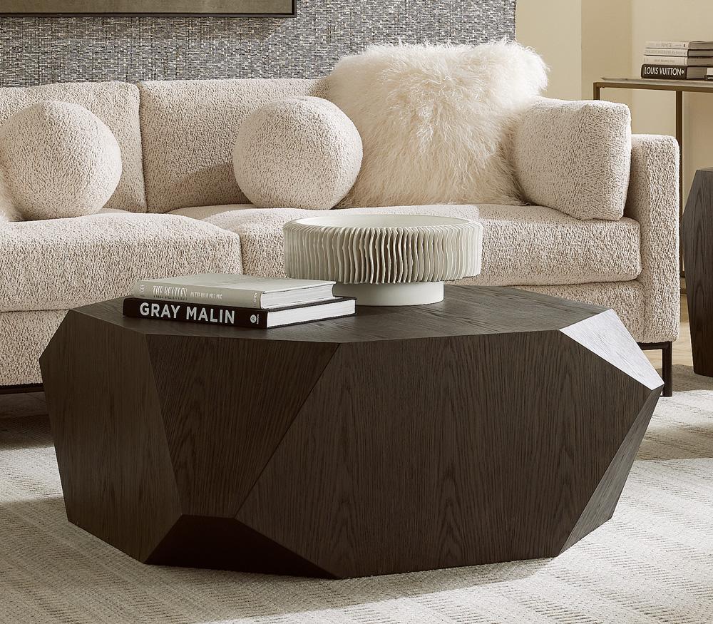 Alder & Tweed - Haden Solid Wood with Oak Veneer Dark Cinder Geometric Modern Design 39.5in Coffee Table - AT9369-DKC veiw 4