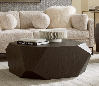 Alder & Tweed - Haden Solid Wood with Oak Veneer Dark Cinder Geometric Modern Design 39.5in Coffee Table - AT9369-DKC veiw 4