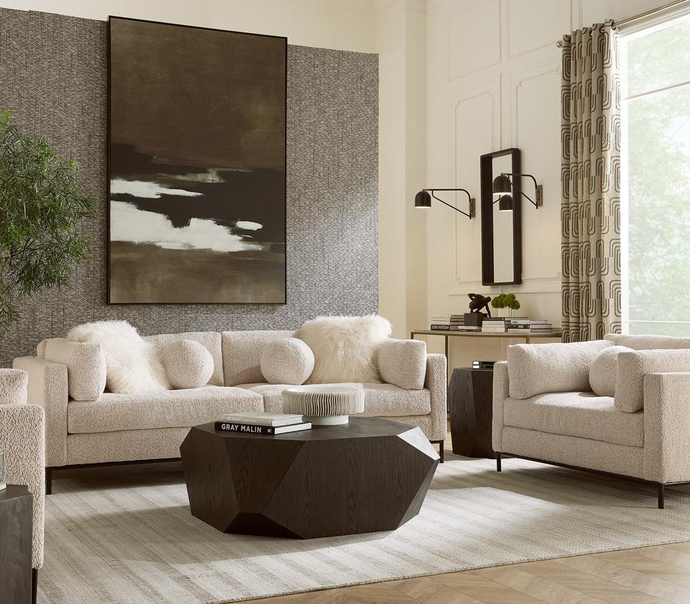 Alder & Tweed - Haden Solid Wood with Oak Veneer Dark Cinder Geometric Modern Design 39.5in Coffee Table - AT9369-DKC veiw 5