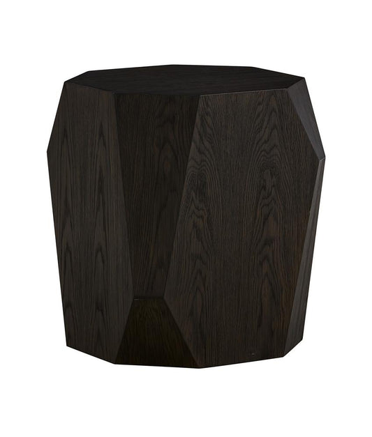 Alder & Tweed - Haden Solid Wood with Oak Veneer Dark Cinder Geometric Modern Design 18.5in End Table - AT9269-DKC veiw 1