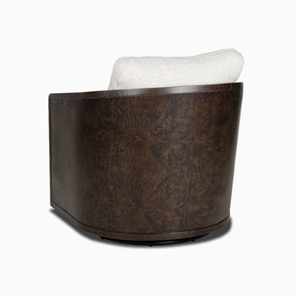 Alder & Tweed - Havana Upholstered Accent Swivel Chair Flanders Flaxand Perfomance Fabric Chocolate Burl Wood - AT9618-FLF/CTB veiw 3