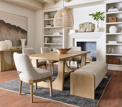 Alder & Tweed - Jed Upholstered Frothed Latte Fabric Natural Oak Frame Contemporary Comfort 60in. Bench - AT9804-FTL/RWO veiw 6