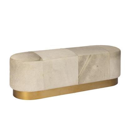 Alder & Tweed - Jordan 60in Bench Frosted Hair Hide Seat & Antique Brass Base, Modern Style - AT741-FH/ABF veiw 1