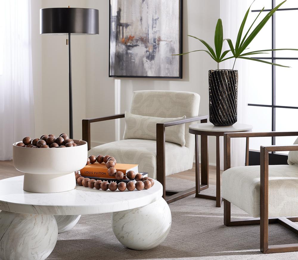 Alder & Tweed - Jules Marble Concrete Three Leg 39.5in Coffee Table - AT9367-MBC veiw 5