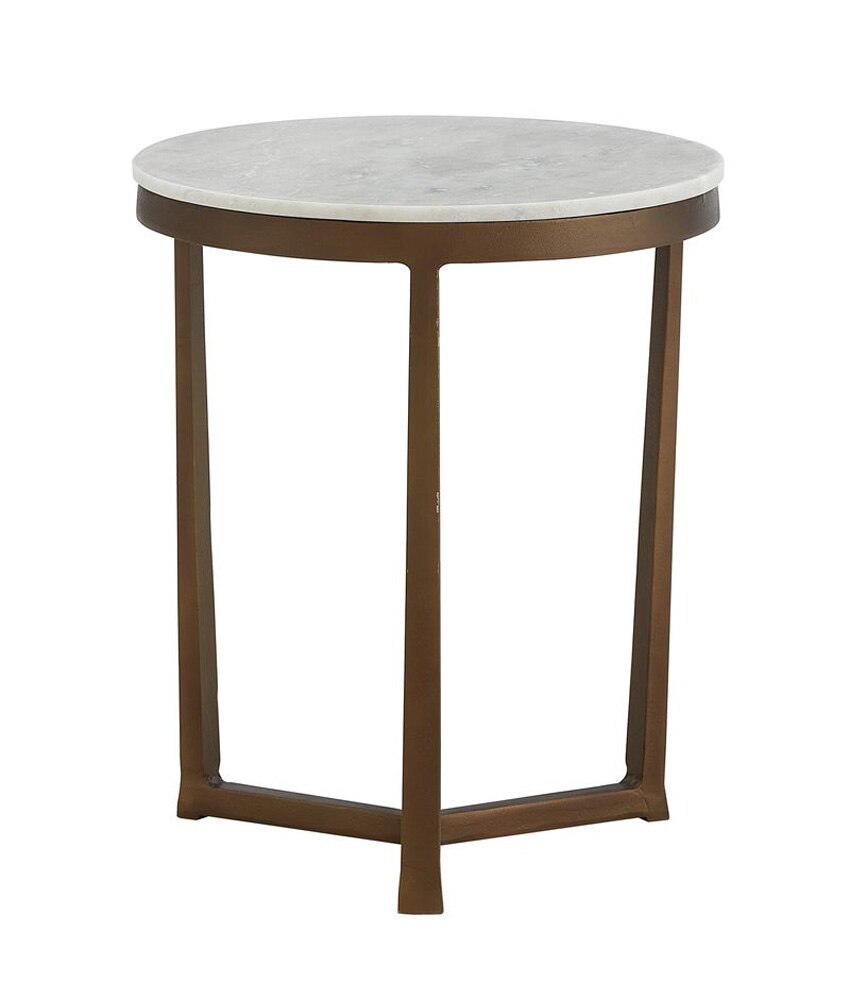 Alder & Tweed - Kia Cast Aluminum Frame with Cloud White Marble Top Round 18in End Table - AT9253-CM/GMF veiw 1