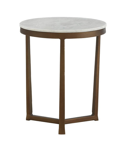 Alder & Tweed - Kia Cast Aluminum Frame with Cloud White Marble Top Round 18in End Table - AT9253-CM/GMF veiw 1