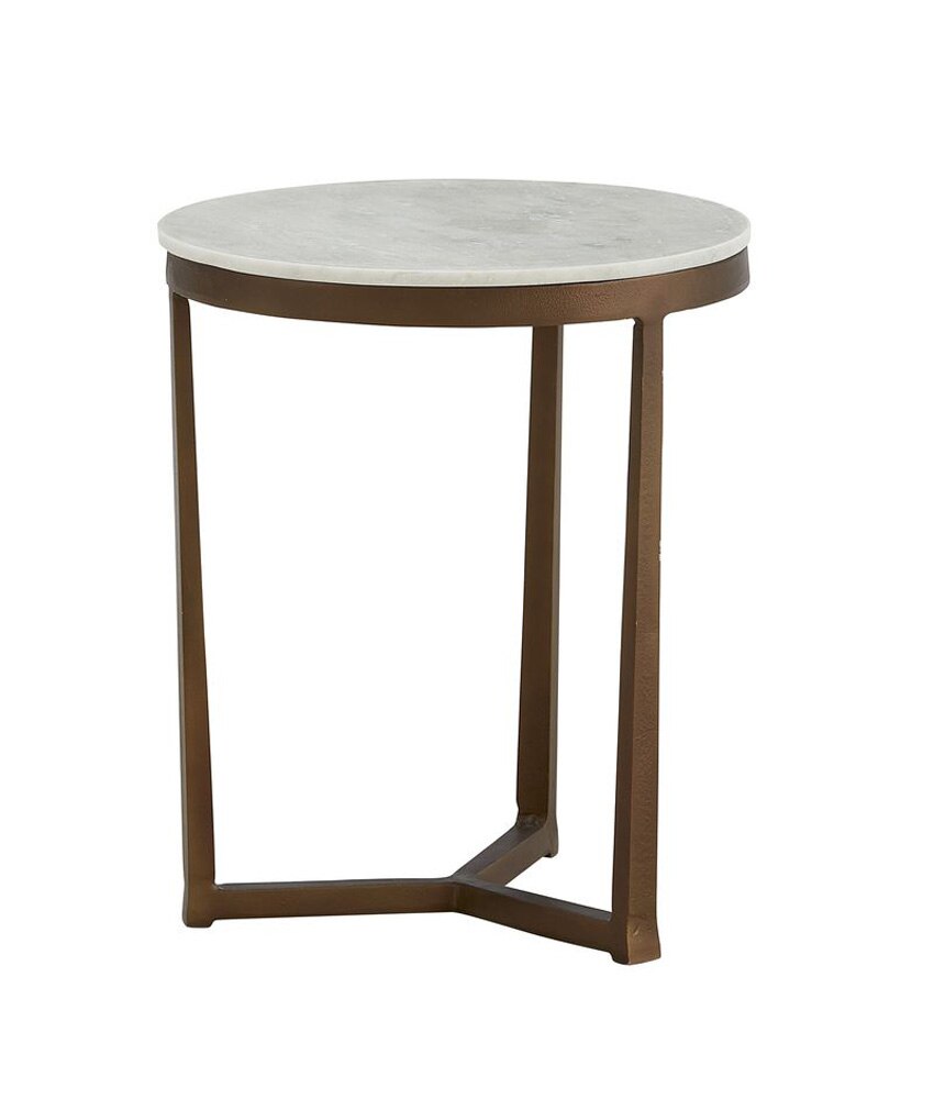 Alder & Tweed - Kia Cast Aluminum Frame with Cloud White Marble Top Round 18in End Table - AT9253-CM/GMF veiw 2