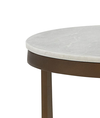 Alder & Tweed - Kia Cast Aluminum Frame with Cloud White Marble Top Round 18in End Table - AT9253-CM/GMF veiw 3