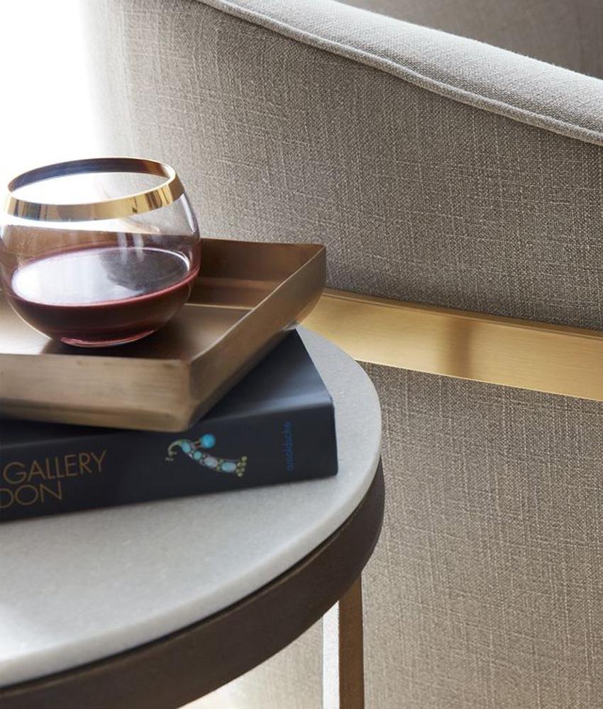 Alder & Tweed - Kia Cast Aluminum Frame with Cloud White Marble Top Round 18in End Table - AT9253-CM/GMF veiw 6