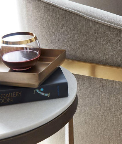 Alder & Tweed - Kia Cast Aluminum Frame with Cloud White Marble Top Round 18in End Table - AT9253-CM/GMF veiw 6