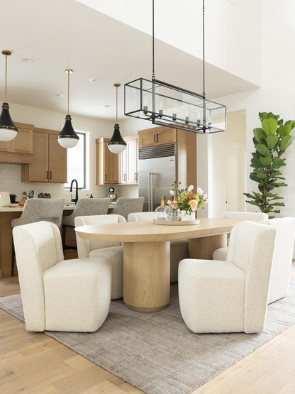 Alder & Tweed - Laurel Upholstered Pale Parchment Fabric Oak Frame Modern Design 25in Dining Chair - (Set of 2) - AT991-PLP veiw 6