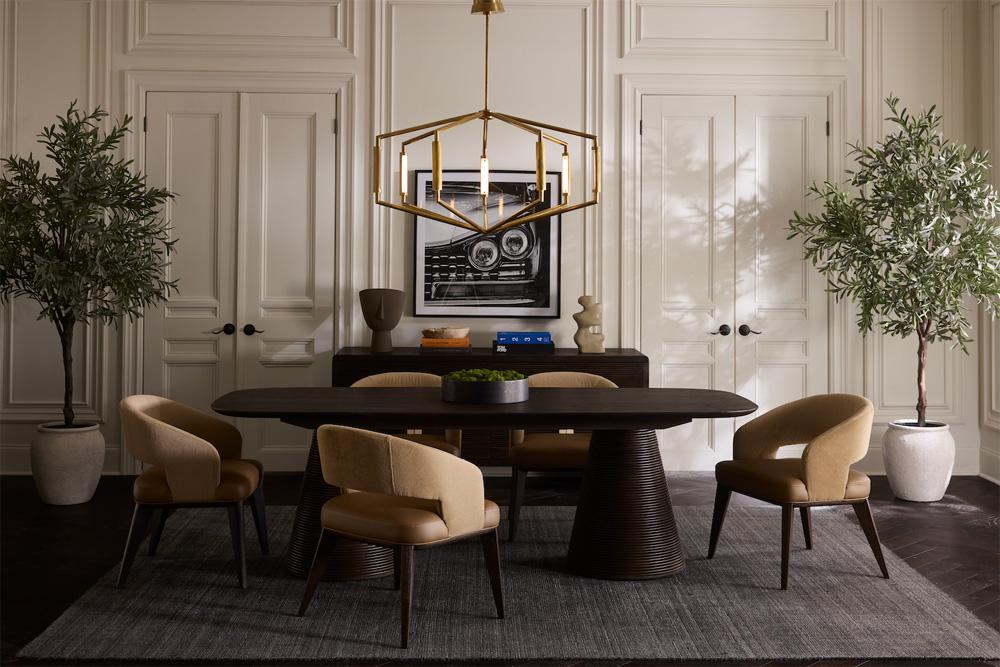 Alder & Tweed - Lawson Upholstered Dining Chair Golden Latte Toasted Butterscotch Fabric Medium Cinder Wood Finish - (Set of 2) - AT993-GDL/TDB veiw 4