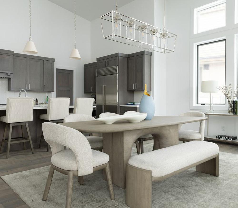 Alder & Tweed - Luka Grey Stone Wood Finish Oak Veneer Base Open Pedestal Design 96in Dining Table - AT60097-DDS veiw 6