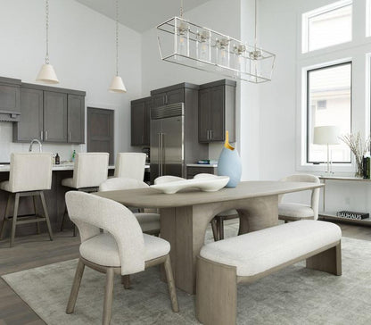 Alder & Tweed - Luka Grey Stone Wood Finish Oak Veneer Base Open Pedestal Design 96in Dining Table - AT60097-DDS veiw 6
