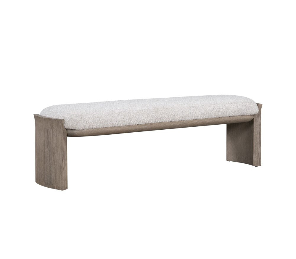 Alder & Tweed - Margot Polyester Upholstered with Solid Oak 60.5in White Bench - AT9809-FLF/DDS veiw 1