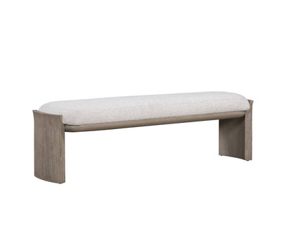 Alder & Tweed - Margot Polyester Upholstered with Solid Oak 60.5in White Bench - AT9809-FLF/DDS veiw 1