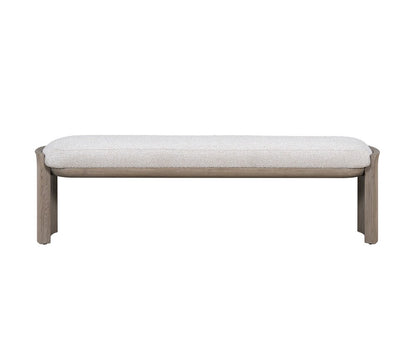 Alder & Tweed - Margot Polyester Upholstered with Solid Oak 60.5in White Bench - AT9809-FLF/DDS veiw 2