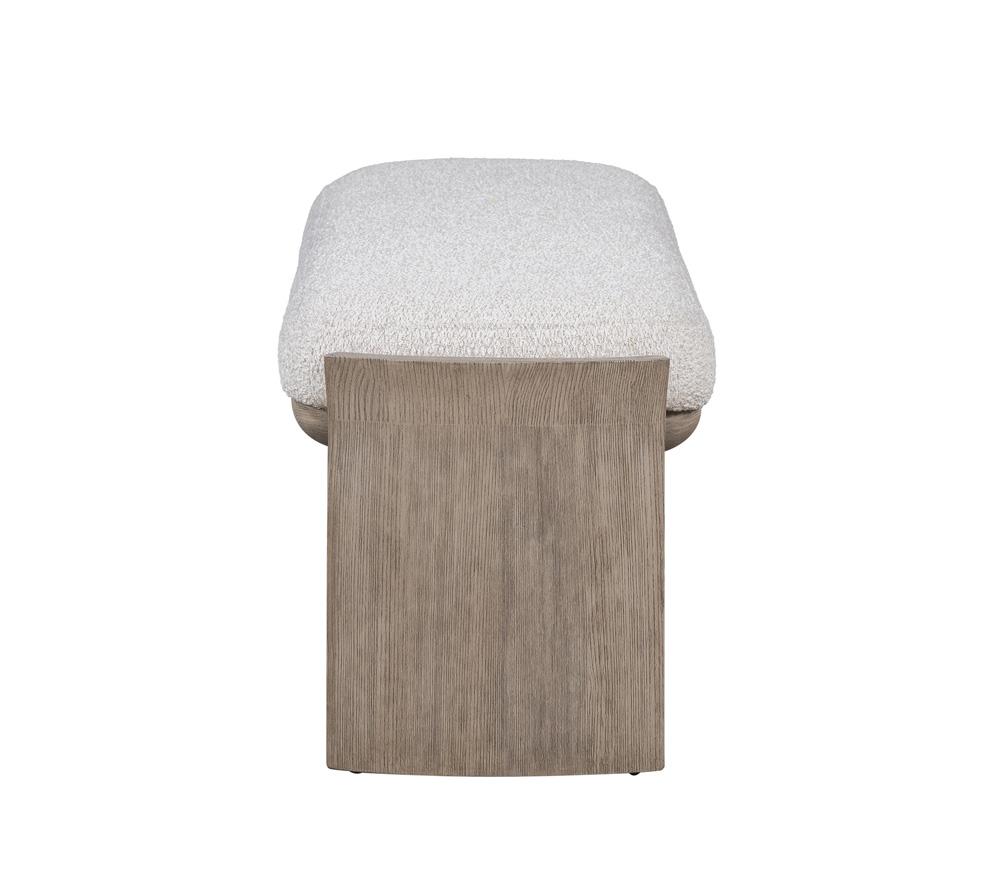 Alder & Tweed - Margot Polyester Upholstered with Solid Oak 60.5in White Bench - AT9809-FLF/DDS veiw 3