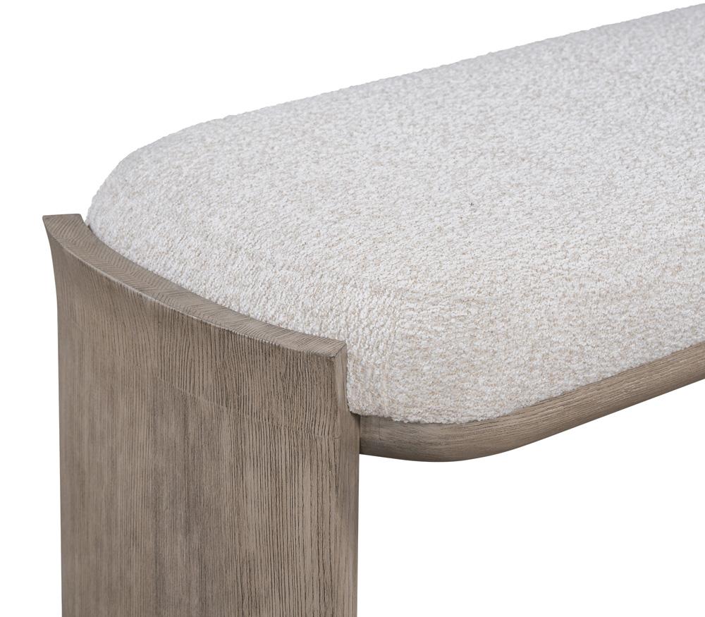 Alder & Tweed - Margot Polyester Upholstered with Solid Oak 60.5in White Bench - AT9809-FLF/DDS veiw 4