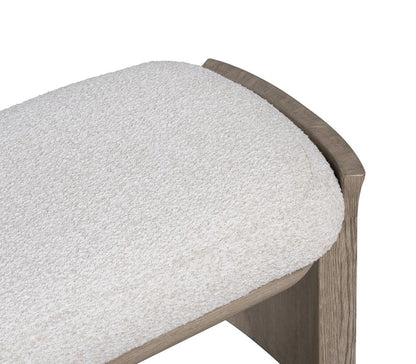 Alder & Tweed - Margot Polyester Upholstered with Solid Oak 60.5in White Bench - AT9809-FLF/DDS veiw 5