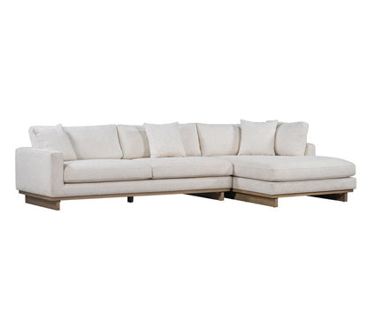 Alder & Tweed - Paxton Polyester Upholstered with Solid Rubberwood Modern Mocha Finish Swiss Cream 131in Sectional Chaise - AT10962-SWC/MMC veiw 1