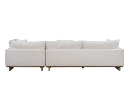 Alder & Tweed - Paxton Polyester Upholstered with Solid Rubberwood Modern Mocha Finish Swiss Cream 131in Sectional Chaise - AT10962-SWC/MMC veiw 3