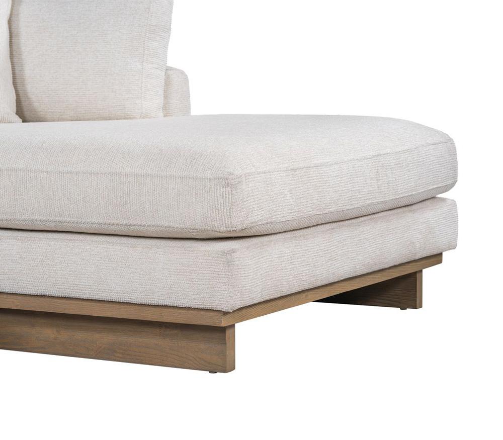 Alder & Tweed - Paxton Polyester Upholstered with Solid Rubberwood Modern Mocha Finish Swiss Cream 131in Sectional Chaise - AT10962-SWC/MMC veiw 5