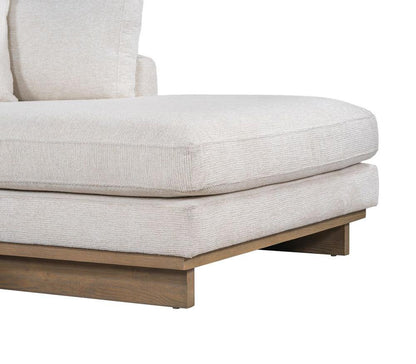 Alder & Tweed - Paxton Polyester Upholstered with Solid Rubberwood Modern Mocha Finish Swiss Cream 131in Sectional Chaise - AT10962-SWC/MMC veiw 5