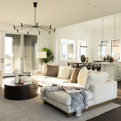 Alder & Tweed - Paxton Polyester Upholstered with Solid Rubberwood Modern Mocha Finish Swiss Cream 131in Sectional Chaise - AT10962-SWC/MMC veiw 7