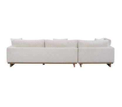 Alder & Tweed - Paxton Upholstered Cream Fabric in Mocha wood Finish Solid Wood frame 131in Sectional with Chaise - AT10961-SWC/MMC veiw 3