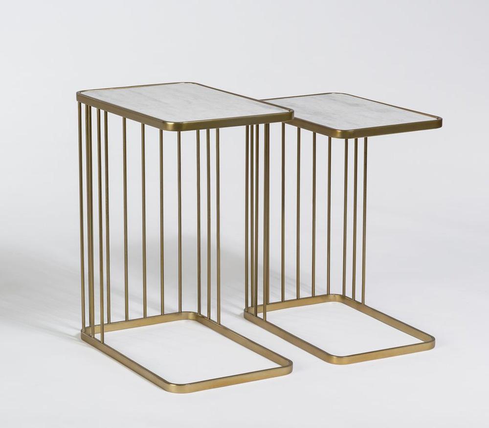 Alder & Tweed - Retro Cloud Marble Top, Antique Brass Metal Base, Modern Elegance 20 Nesting Tables - AT9225-CM/ABF veiw 1