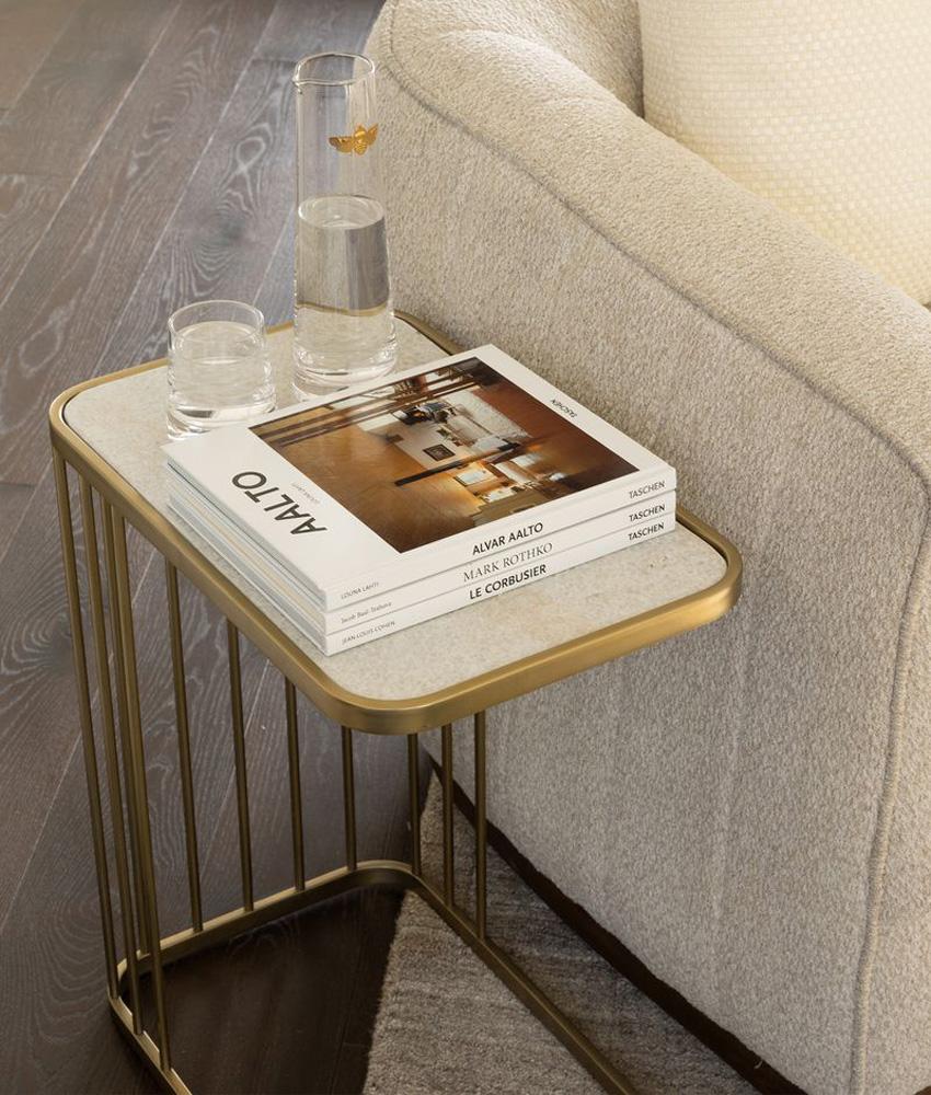 Alder & Tweed - Retro Cloud Marble Top, Antique Brass Metal Base, Modern Elegance 20 Nesting Tables - AT9225-CM/ABF veiw 5