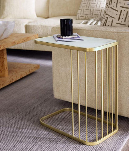 Alder & Tweed - Retro Cloud Marble Top, Antique Brass Metal Base, Modern Elegance 20 Nesting Tables - AT9225-CM/ABF veiw 6