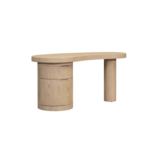 Alder & Tweed - Rory Solid Oak with Raw Finish Cylinder Base with Curved Design 64in Desk - AT106-RWO veiw 1