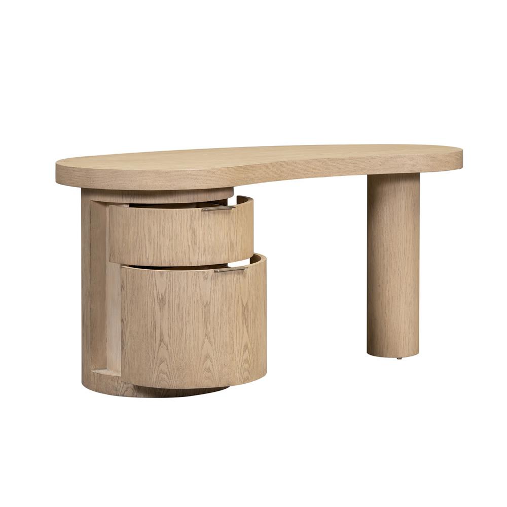 Alder & Tweed - Rory Solid Oak with Raw Finish Cylinder Base with Curved Design 64in Desk - AT106-RWO veiw 4