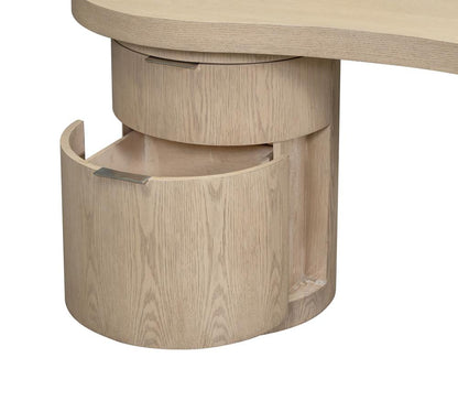 Alder & Tweed - Rory Solid Oak with Raw Finish Cylinder Base with Curved Design 64in Desk - AT106-RWO veiw 6
